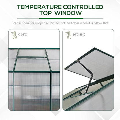 6' X 8' X 7' Walk-In Plant Polycarbonate Greenhouse with Temperature Controlled Window Hobby Greenhouse for Backyard/Outdoor - Designs by Mysh