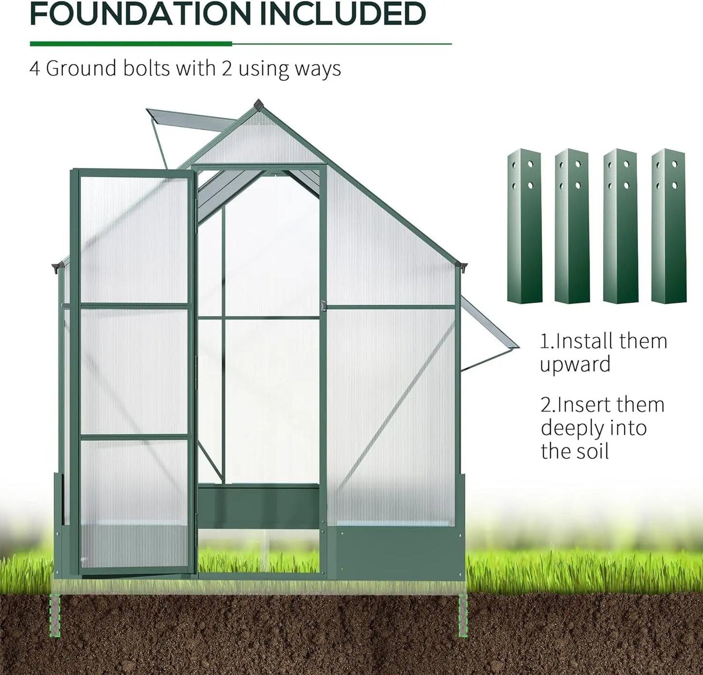 6' X 8' X 7' Walk-In Plant Polycarbonate Greenhouse with Temperature Controlled Window Hobby Greenhouse for Backyard/Outdoor - Designs by Mysh