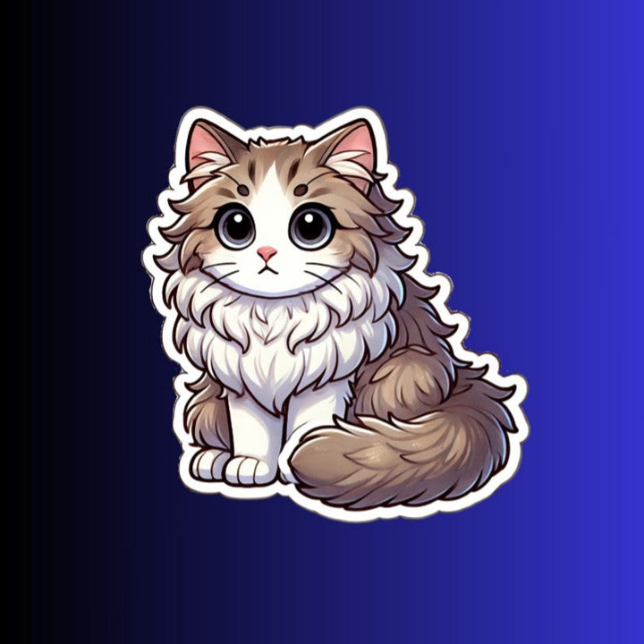Norwegian Forest Cat Sticker, Cute Fluffy Cat Vinyl Decal, Laptop & Water Bottle Sticker, Gift for Cat Lovers, Cat Art Sticker - Designs by Mysh