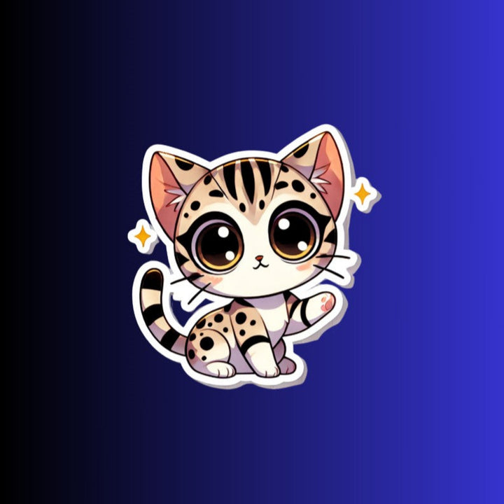 Bengal Cat Sticker, Cute Kawaii Cat Decal, Spotted Cat Vinyl Sticker, Water-resistant Laptop Sticker, Gift for Cat Lovers - Designs by Mysh