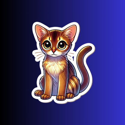 Abyssinian Cat Sticker, Cute Cartoon Cat Decal, Vinyl Cat Sticker Waterproof, Abyssinian Gift Idea, Laptop Sticker, Planner Decor