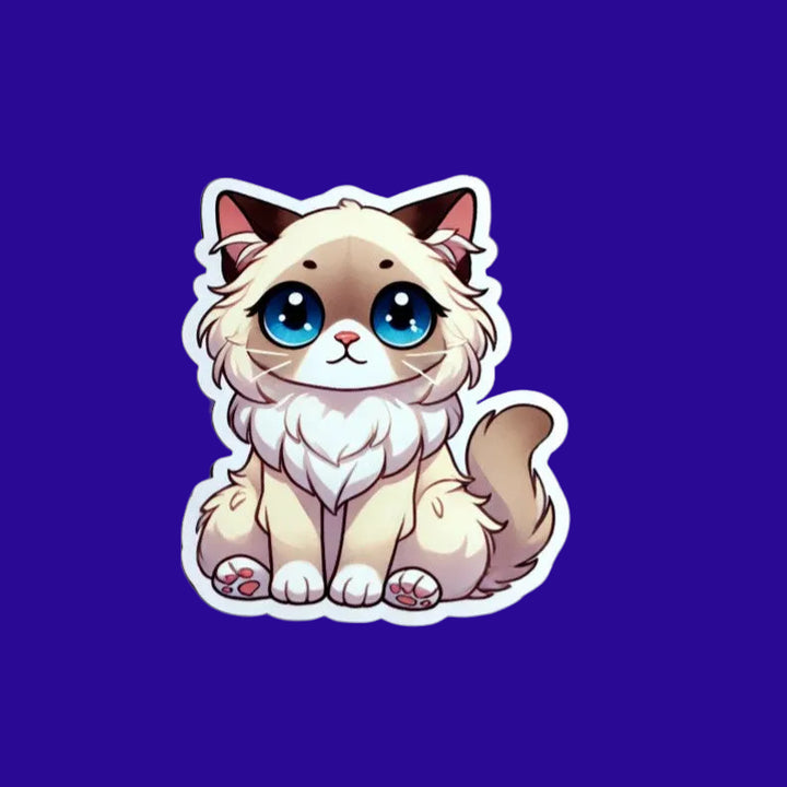 Birman Cat Magnet – 3" Cute Die-Cut Fridge Magnet – Blue-Eyed Fluffy Cat Art Gift – Cat Lover Accessory - Designs by Mysh