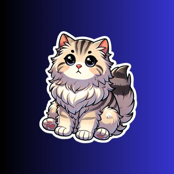 Siberian Cat Sticker, Cute Fluffy Cat Vinyl Decal, Water-resistant Cartoon Cat Sticker, Gift for Cat Lovers, Laptop & Journal Sticker - Designs by Mysh