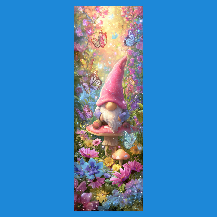 Pink Gnome Traditional Bookmark - Whimsical Garden Art - Designs by Mysh