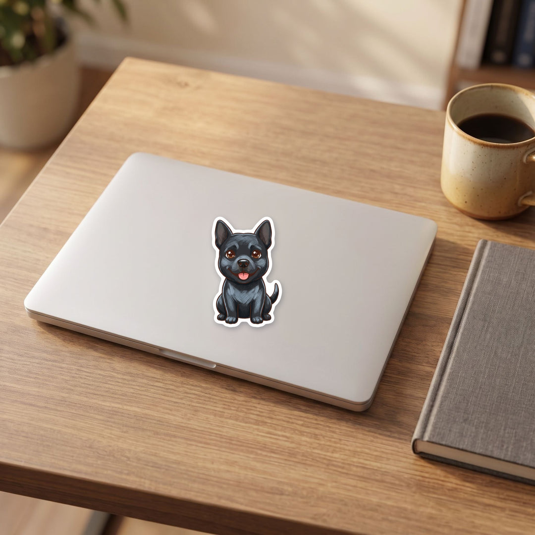 Pitsky Black kawaii sticker on a laptop – Designs by Mysh