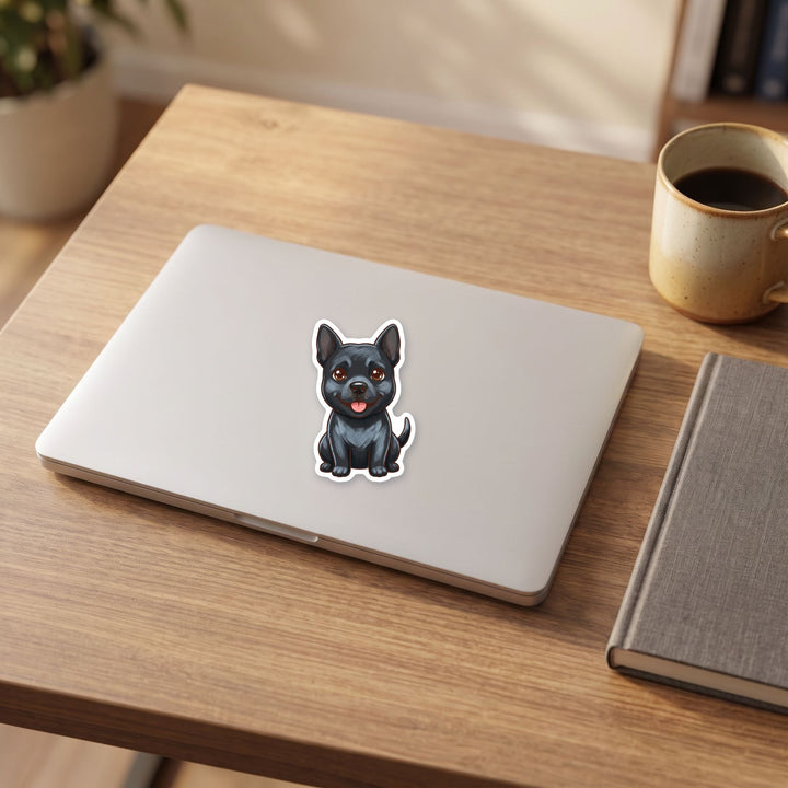 Pitsky Black kawaii sticker on a laptop – Designs by Mysh