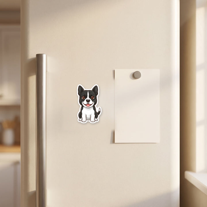 Pitsky Black &amp; White kawaii magnet on a fridge – Designs by Mysh