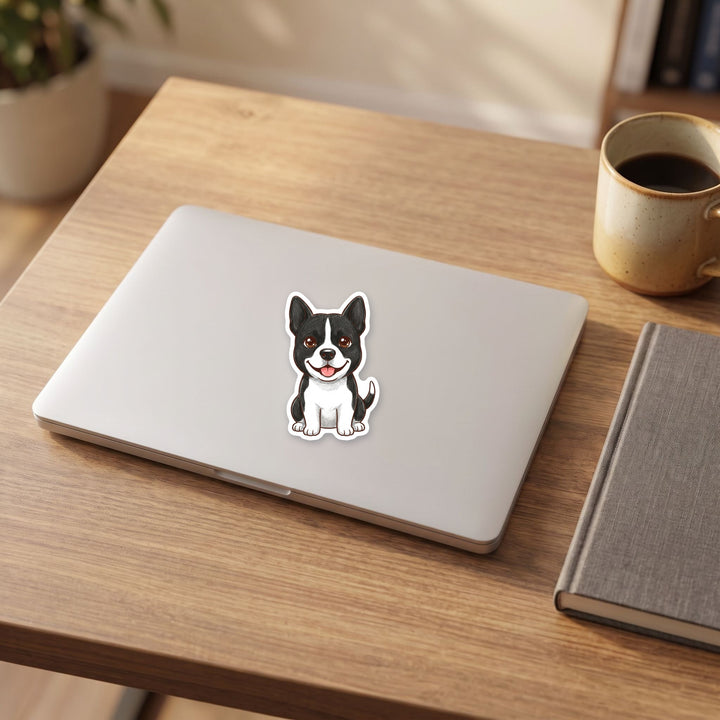 Pitsky Black &amp; White kawaii sticker on a laptop – Designs by Mysh