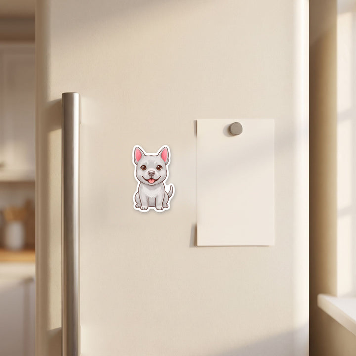 Pitsky Gray kawaii magnet on a fridge – Designs by Mysh