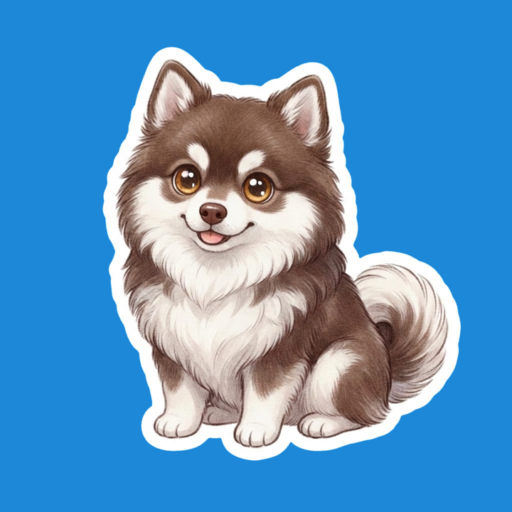 Pomsky Brown kawaii die-cut vinyl sticker