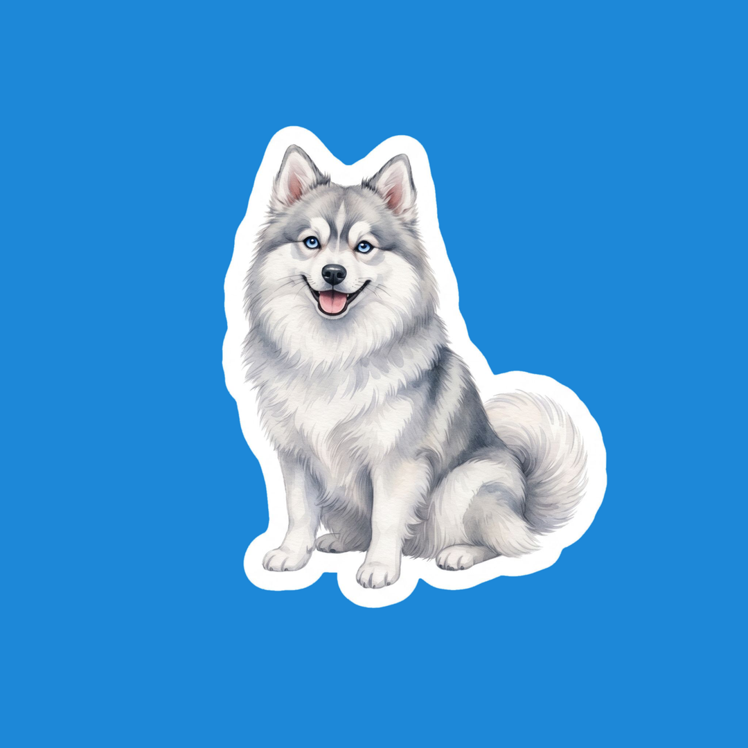 Pomsky Grey watercolor die-cut vinyl sticker