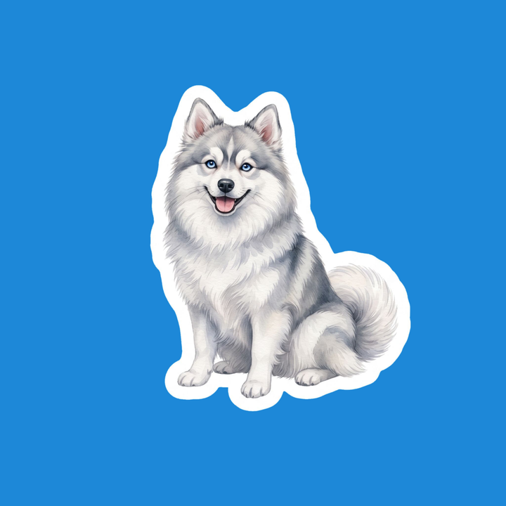 Pomsky Grey watercolor die-cut vinyl sticker