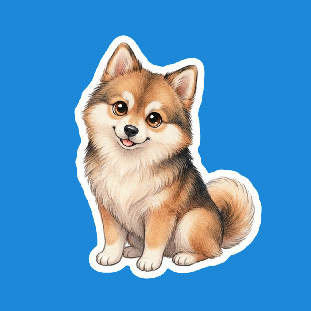 Pomsky Sable kawaii die-cut vinyl sticker