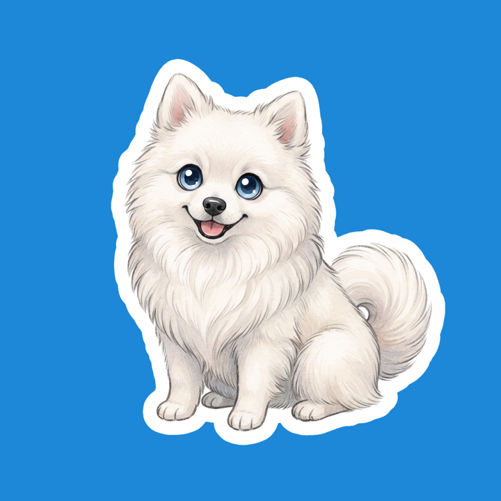 Pomsky White kawaii die-cut vinyl sticker