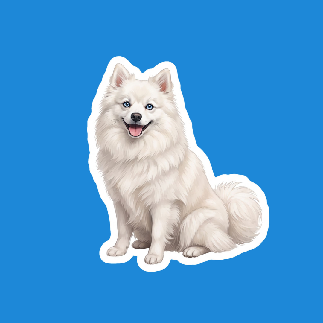 Pomsky White watercolor die-cut vinyl sticker