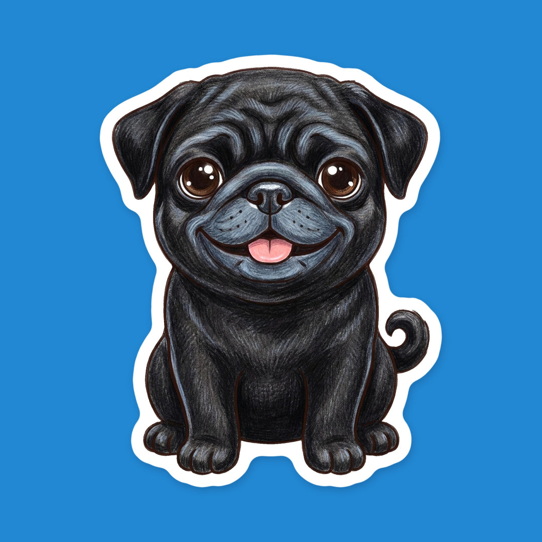 Pug Black kawaii fridge magnet – Designs by Mysh