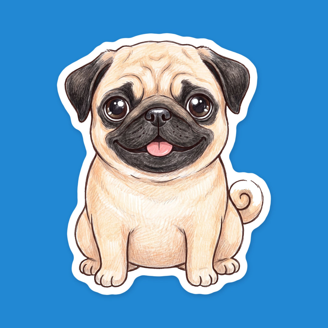Pug Fawn kawaii fridge magnet – Designs by Mysh
