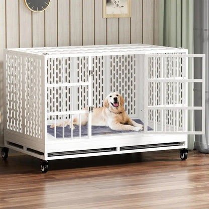 RERORD 48 Inch Heavy Duty Dog Crate with Wheels, Folding Metal Big Dog Cage Extra Large Dog Crate - Designs by Mysh