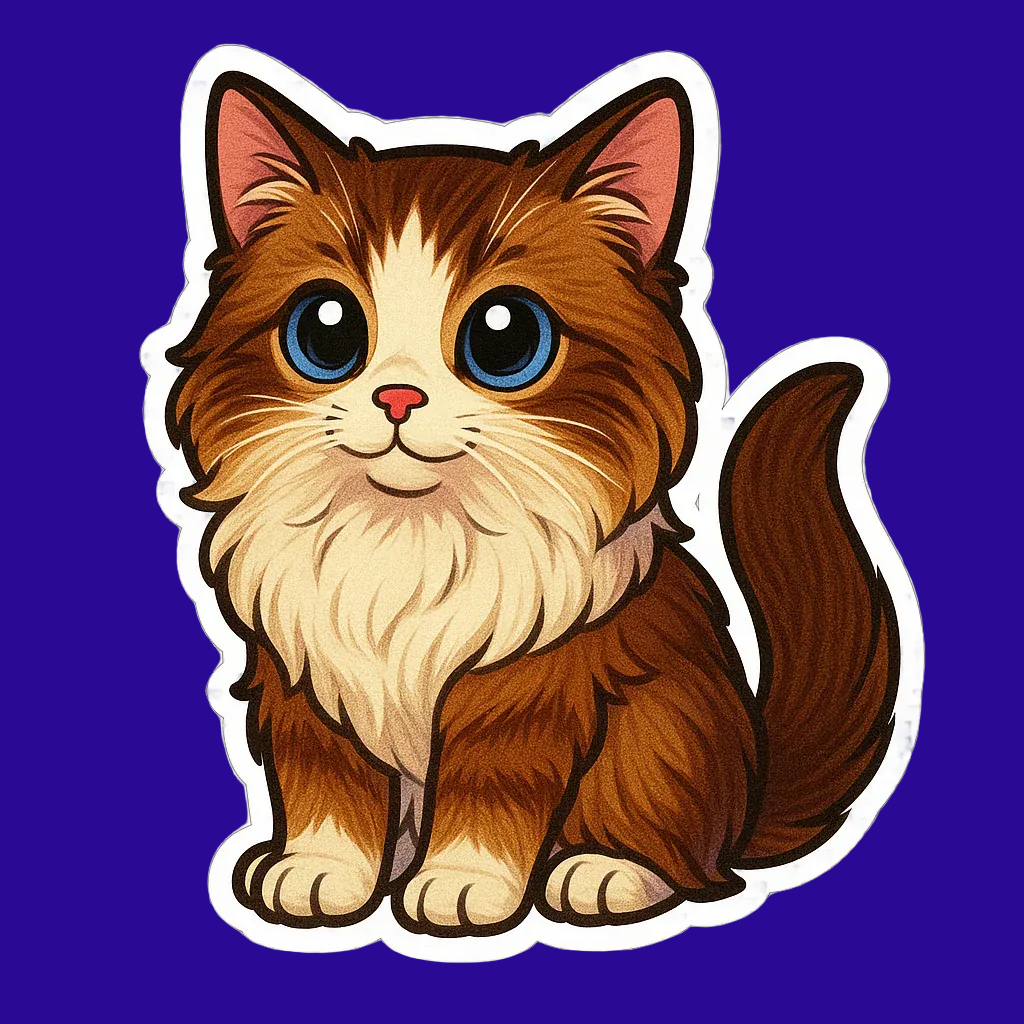 Ragmuffin Cat Magnet – 3" Die-Cut Fridge Magnet – Fluffy Longhaired Cat Magnet Gift – Cute Ragmuffin Cat for Cat Lovers - Designs by Mysh