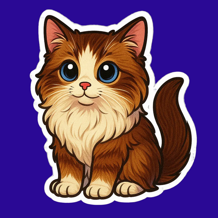 Ragmuffin Cat Magnet – 3" Die-Cut Fridge Magnet – Fluffy Longhaired Cat Magnet Gift – Cute Ragmuffin Cat for Cat Lovers - Designs by Mysh