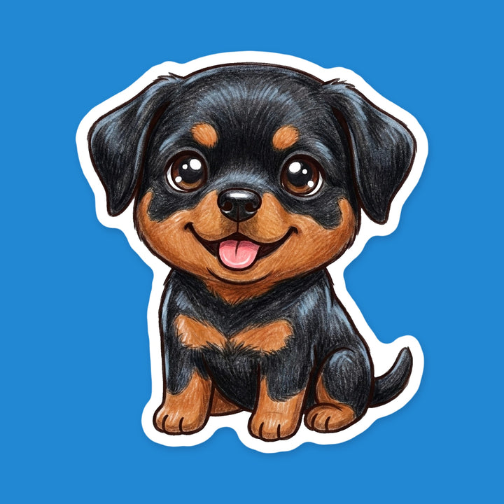 Rottweiler Black &amp; Rust kawaii fridge magnet – Designs by Mysh