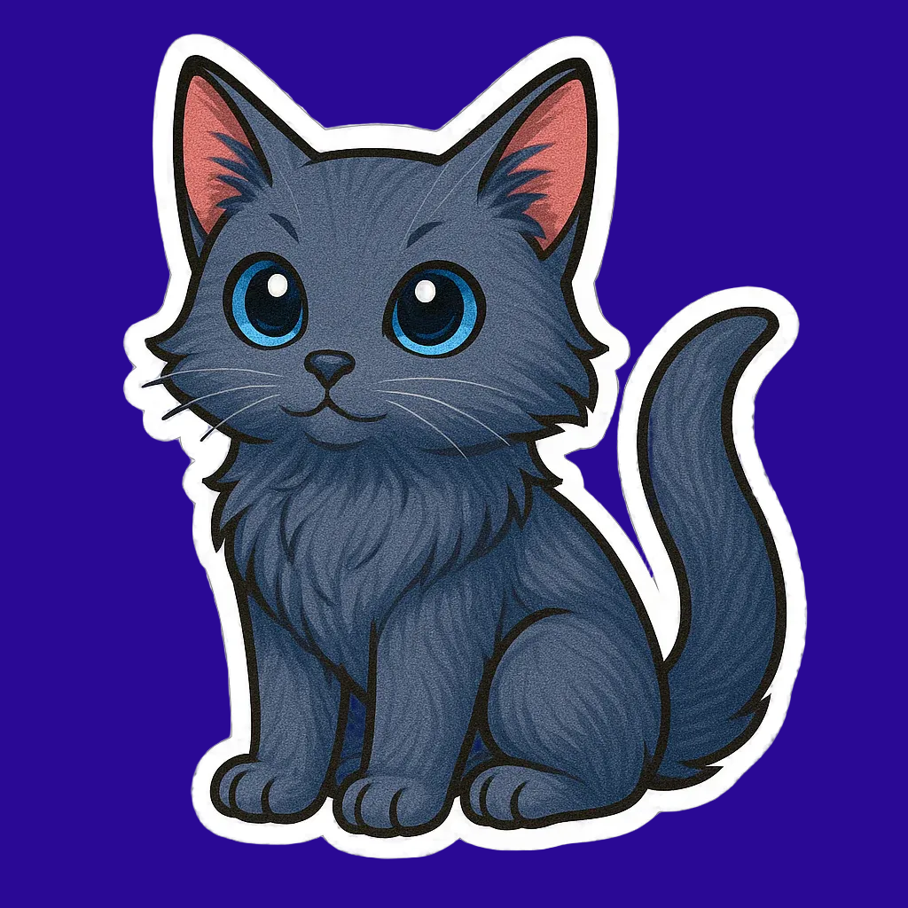 Russian Blue Cat Magnet – 3" Die-Cut Fridge Magnet – Cute Blue Cat Breed Magnet – Gift for Cat Lovers – Handmade Kawaii Cat Magnet - Designs by Mysh