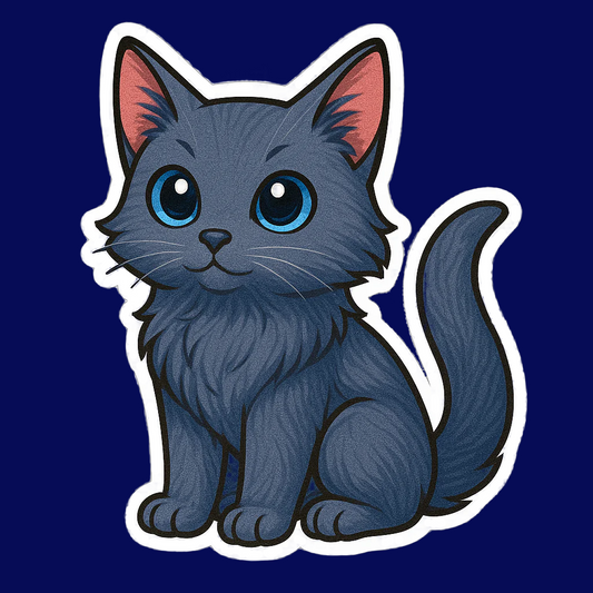 Russian Blue Cat Magnet – 3" Die-Cut Fridge Magnet – Cute Blue Cat Breed Magnet – Gift for Cat Lovers – Handmade Kawaii Cat Magnet