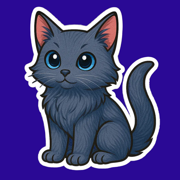 Russian Blue Cat Magnet – 3" Die-Cut Fridge Magnet – Cute Blue Cat Breed Magnet – Gift for Cat Lovers – Handmade Kawaii Cat Magnet - Designs by Mysh