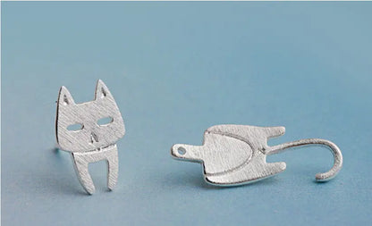 S925 Sterling Silver Fashion Detachable Cat Fish Pin Stud earrings - Designs by Mysh