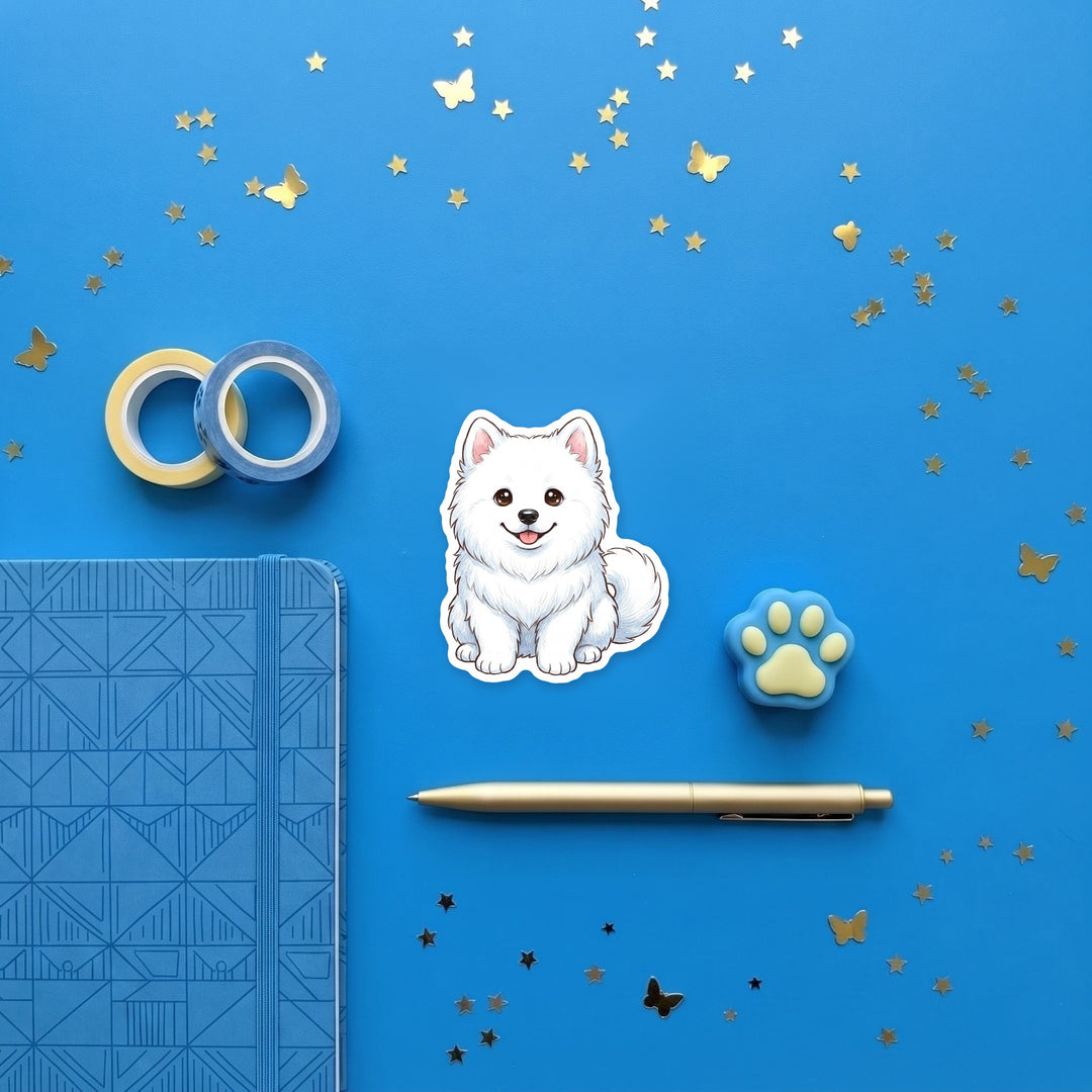 Samoyed White kawaii magnet flat lay with stationery – Designs by Mysh