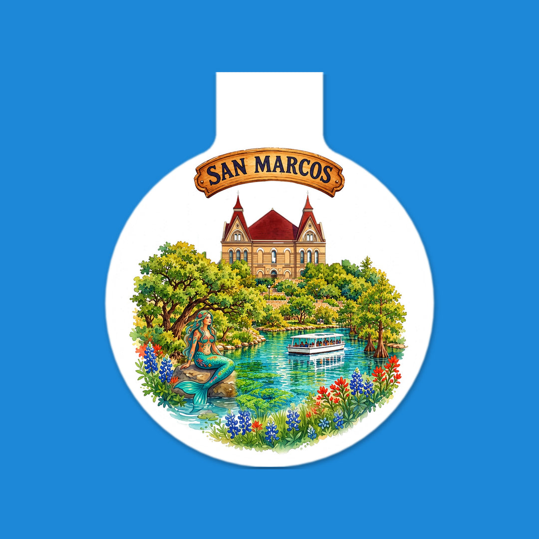 San Marcos, Texas watercolor magnetic bookmark with bluebonnets – Designs by Mysh