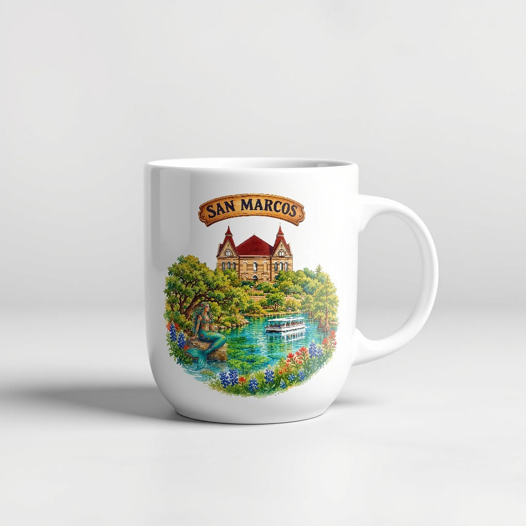 San Marcos Texas watercolor 15oz ceramic mug - Designs by Mysh
