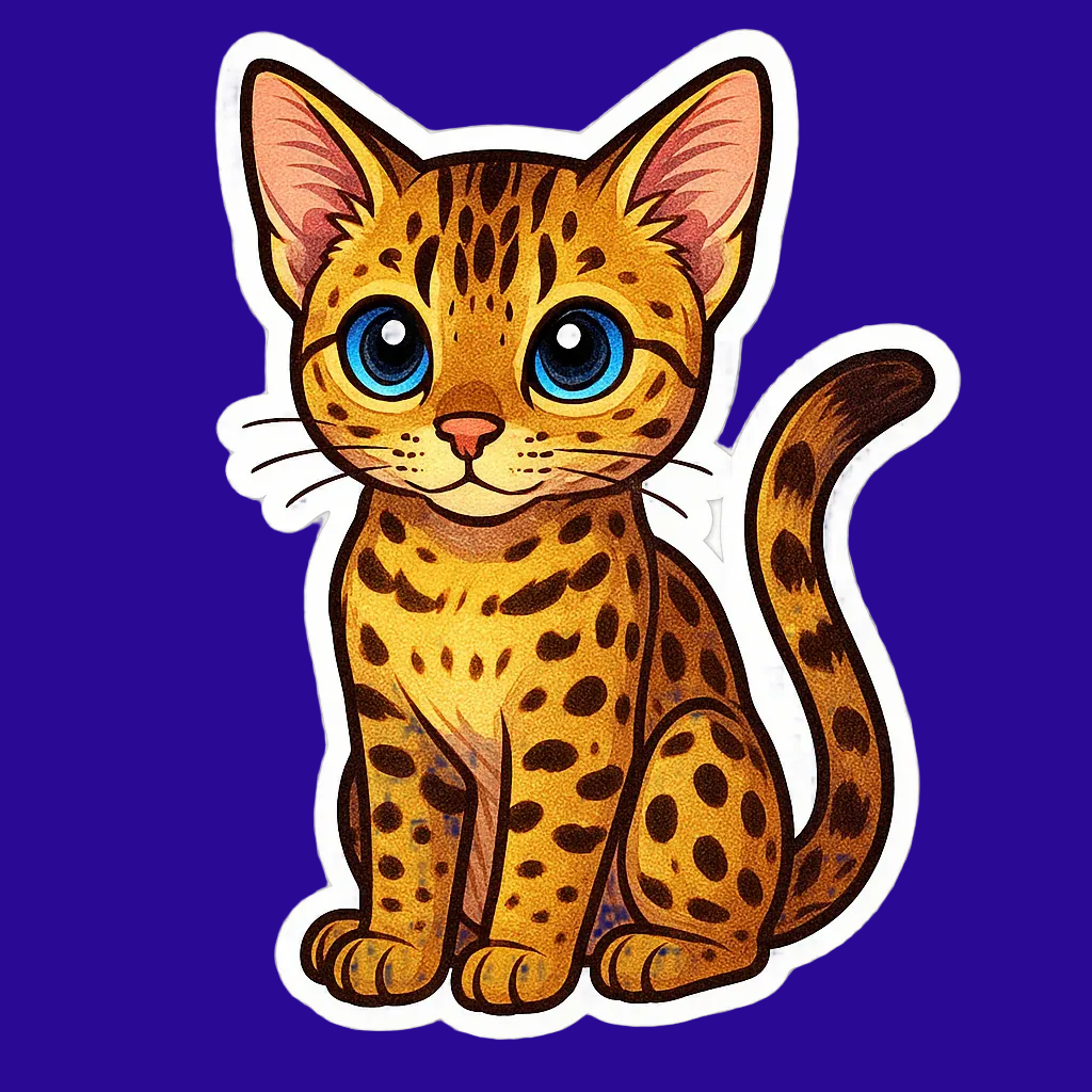 Savannah Cat Sticker, Exotic Spotted Cat Decal, Cute Vinyl Cat Sticker, Gift for Cat Lovers - Designs by Mysh