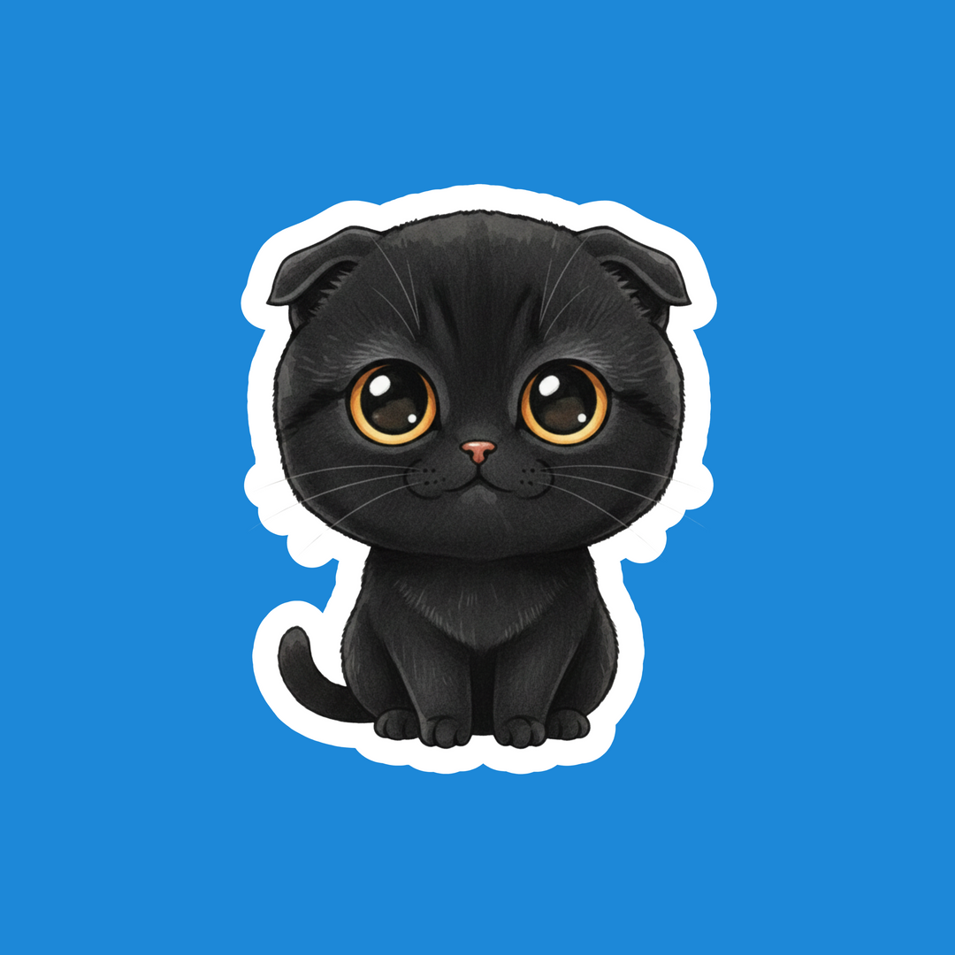 Scottish Fold Black Cat Kawaii Fridge Magnet – Designs by Mysh
