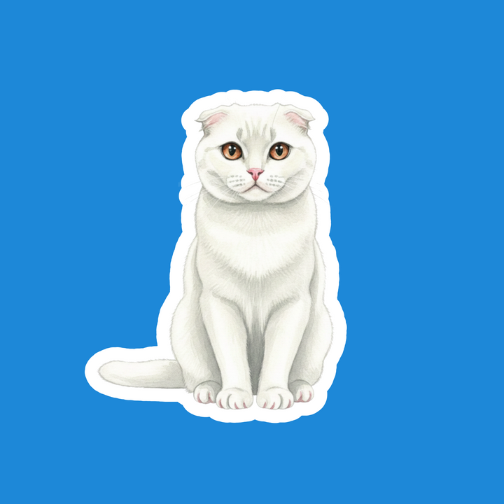 Scottish Fold White Cat Watercolor Fridge Magnet – Designs by Mysh