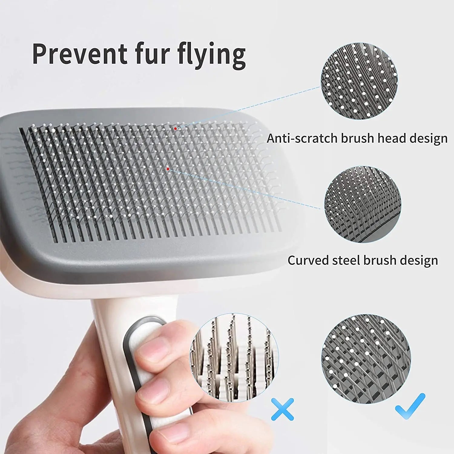 Self Cleaning Slicker Brush for Dogs - Pet Grooming Brush for Shedding, Dog Brush for Long and Short Hair to Removes Tangles and Loose Hair, the Pet Hair Brush Suitable for Cats and Dogs (Gray) - Designs by Mysh