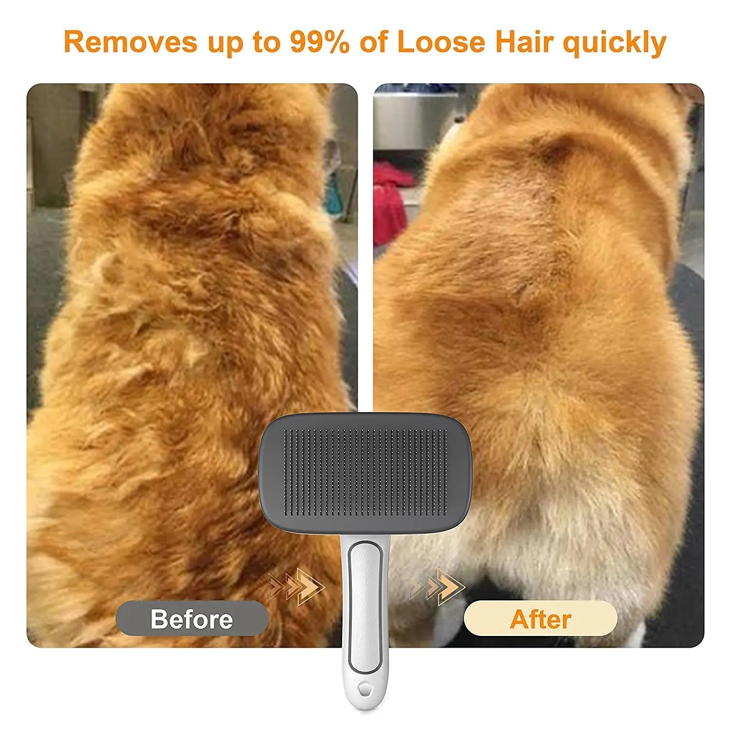 Self Cleaning Slicker Brush for Dogs - Pet Grooming Brush for Shedding, Dog Brush for Long and Short Hair to Removes Tangles and Loose Hair, the Pet Hair Brush Suitable for Cats and Dogs (Gray) - Designs by Mysh