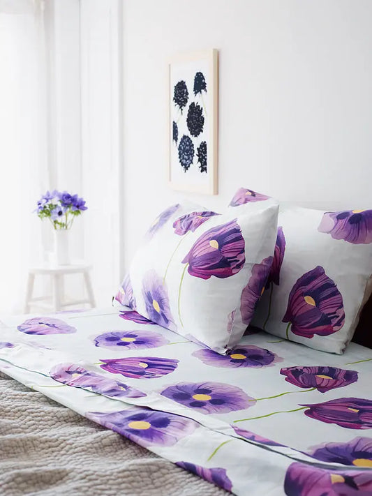 Sheet Set: Purple Poppies on Snow - Designs by Mysh