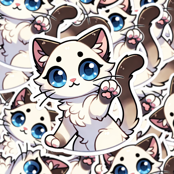 Siamese Cat Sticker, Cute Cartoon Cat Decal, Water-resistant Vinyl Sticker, Laptop & Journal Decor, Gift for Cat Lovers, Pet Sticker - Designs by Mysh