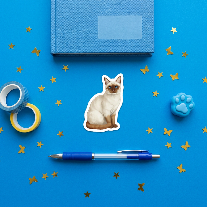 Siamese Color Point Sticker brand flat lay - Designs by Mysh