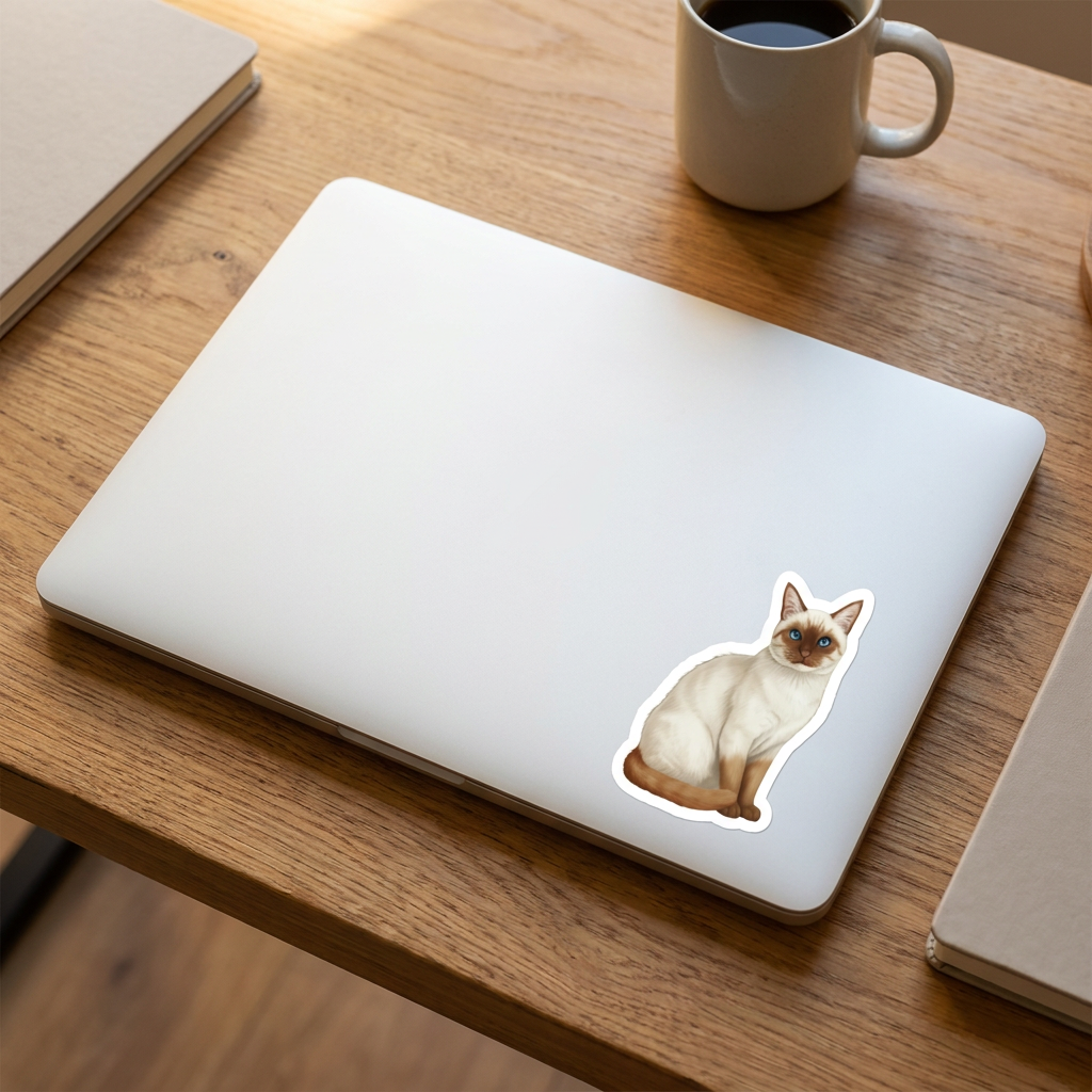 Siamese Color Point Sticker on a laptop - Designs by Mysh