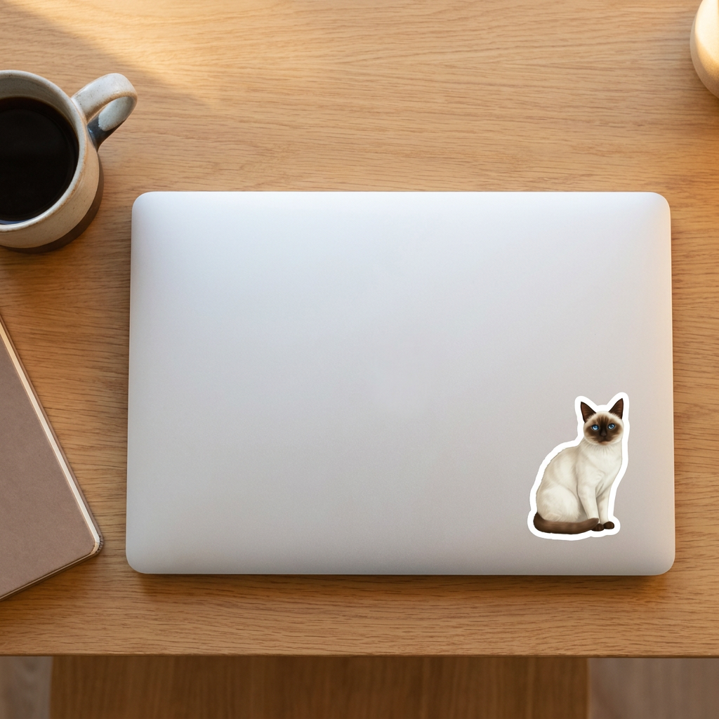 Siamese Seal Point Sticker on a laptop - Designs by Mysh