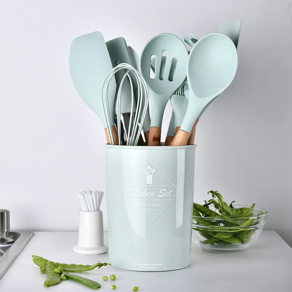 Silicone Kitchenware With Wooden Handle - Designs by Mysh