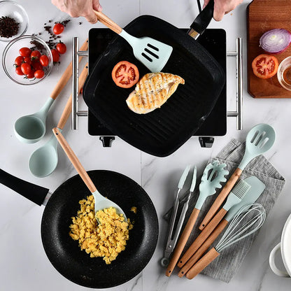 Silicone Kitchenware With Wooden Handle - Designs by Mysh