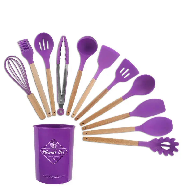 Silicone Kitchenware With Wooden Handle - Designs by Mysh