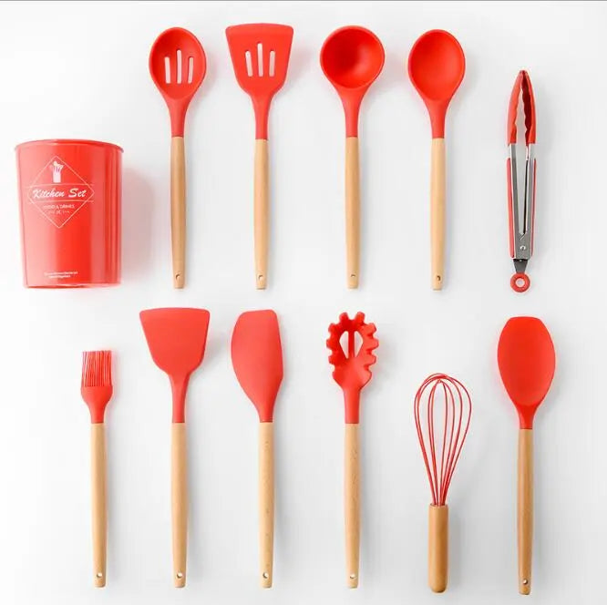 Silicone Kitchenware With Wooden Handle - Designs by Mysh