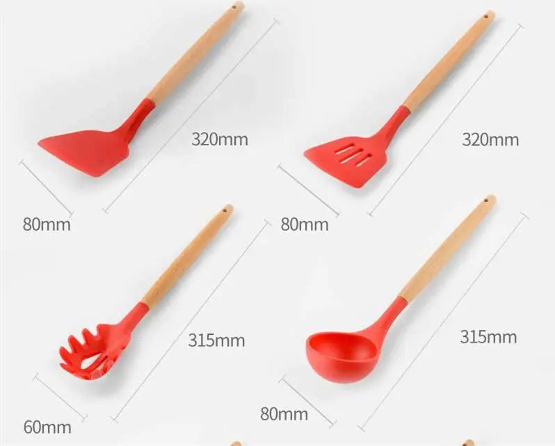 Silicone Kitchenware With Wooden Handle - Designs by Mysh