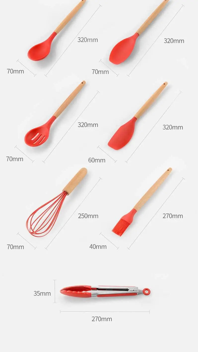 Silicone Kitchenware With Wooden Handle - Designs by Mysh