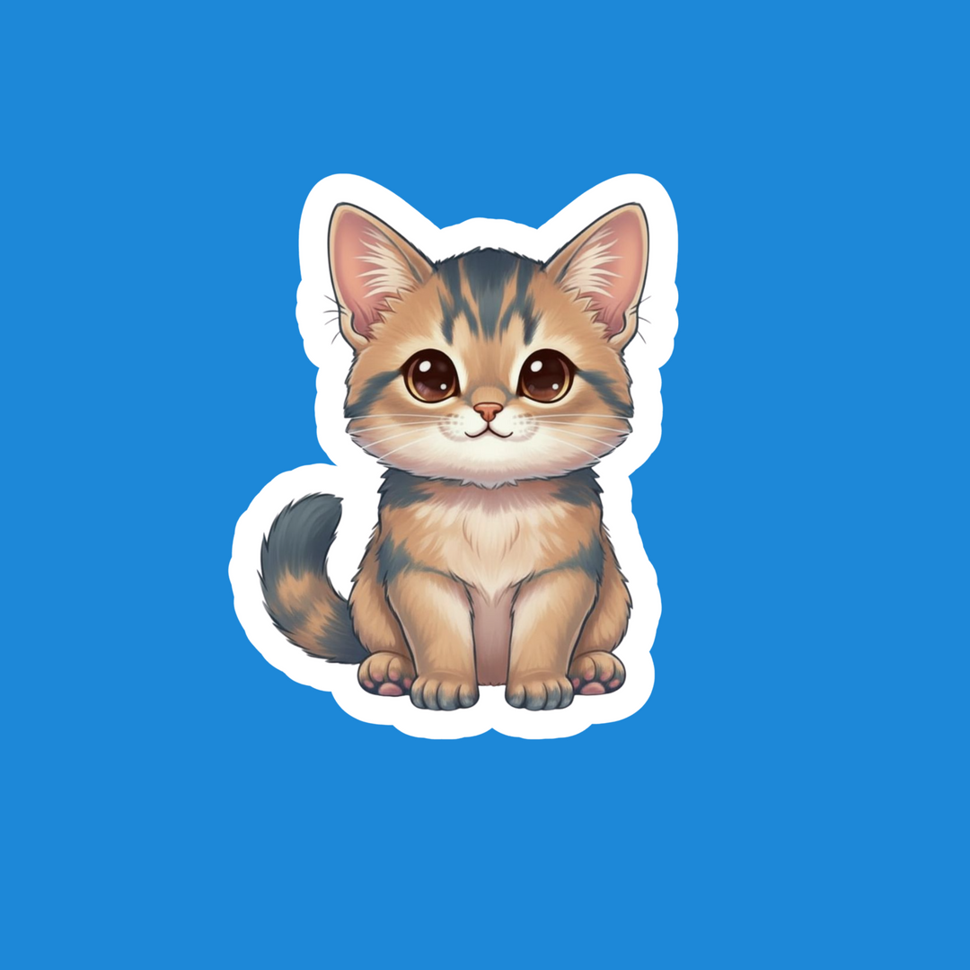 Somali Cat Blue Kawaii Vinyl Sticker – Designs by Mysh