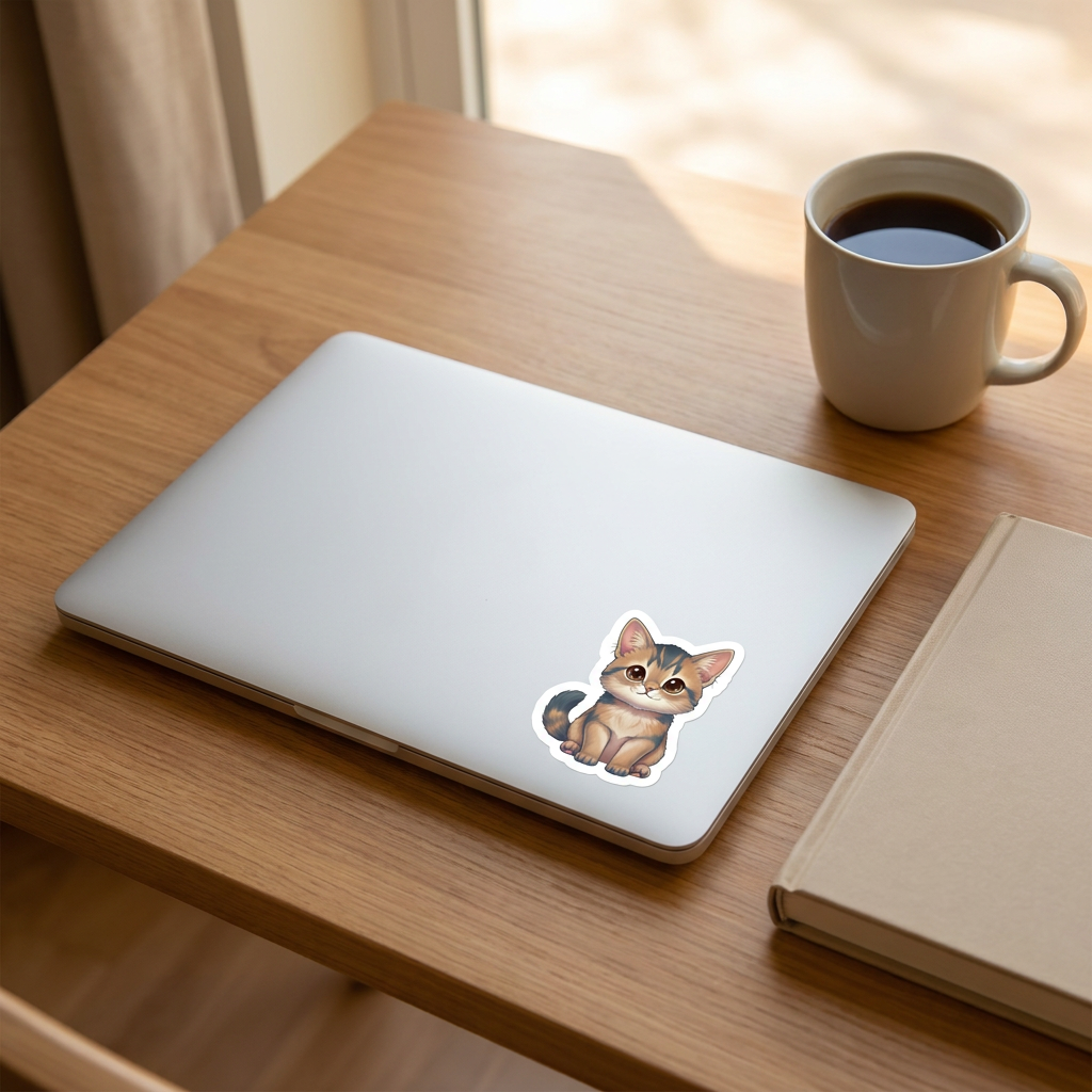 Somali Blue Kawaii Sticker on a laptop - Designs by Mysh